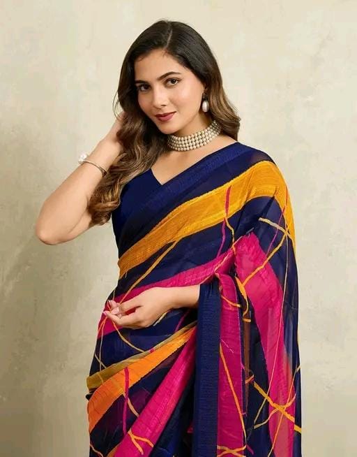 Women fancy silk mills printed pattern saree
