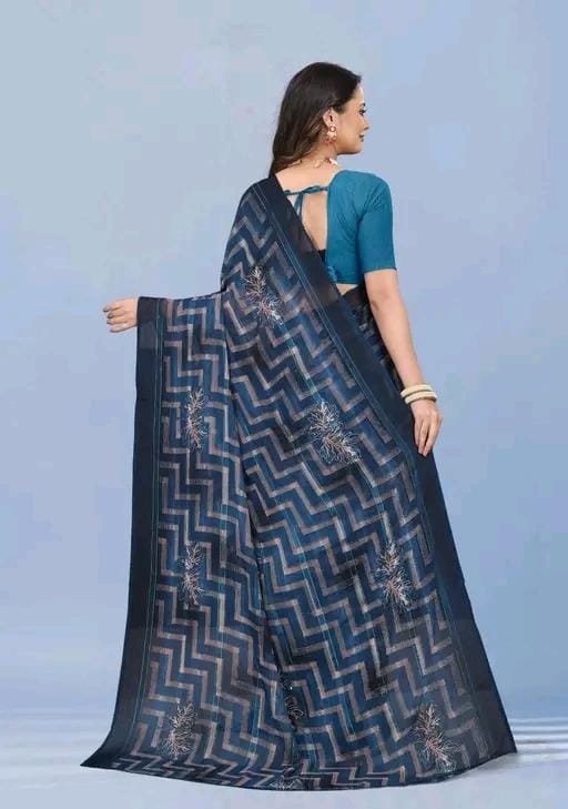 Silk peacock colour saree