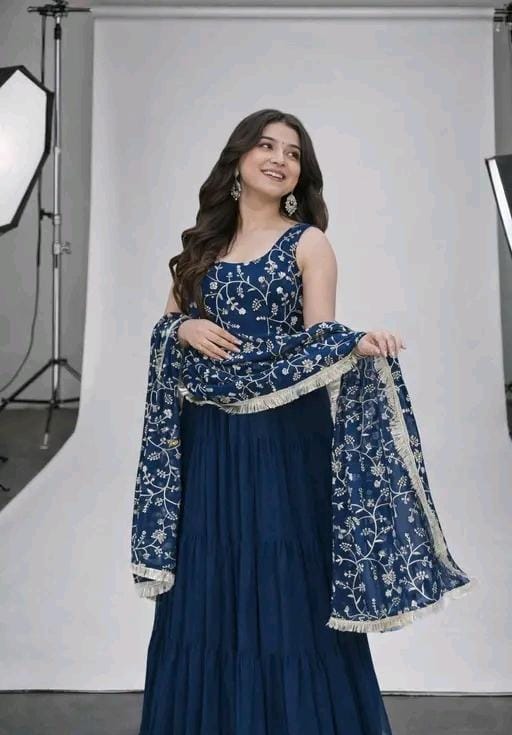 Morpinch blue colour anarkali for women