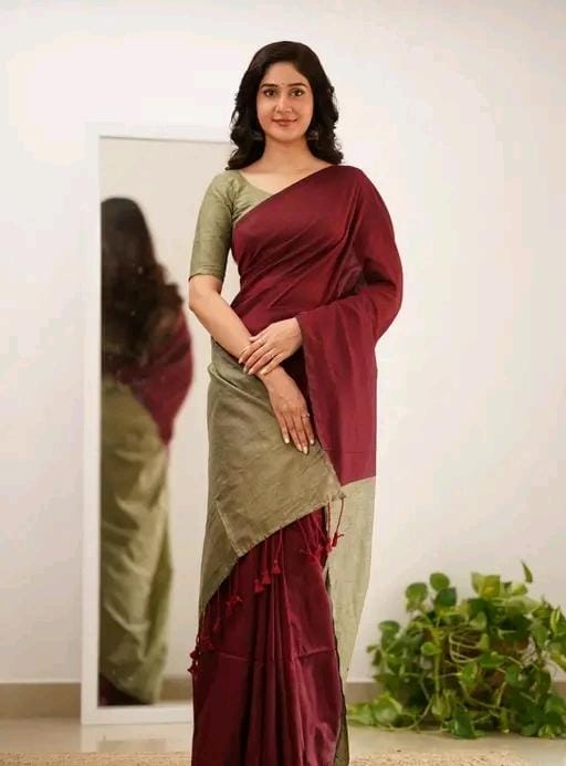 Woven handloom pure cotton saree