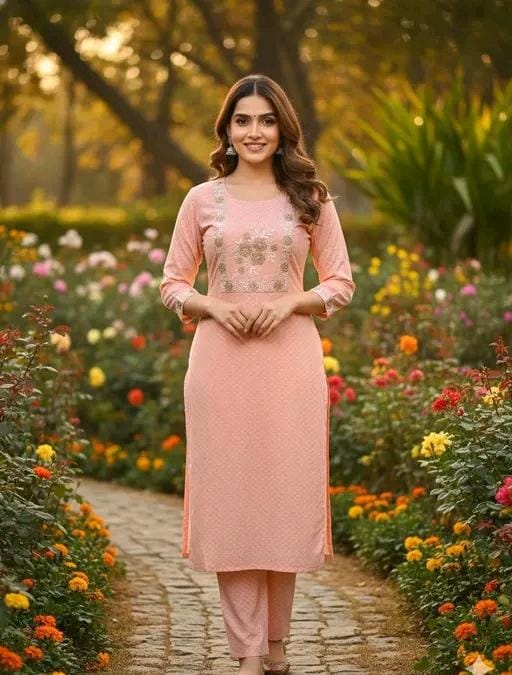 Women fancy orange kurti trouser