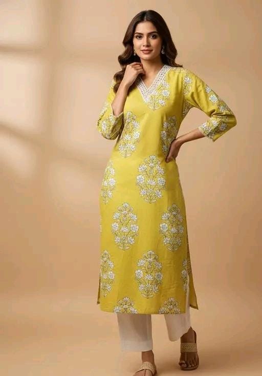 Fancy women kurta set-cotton kurta set
