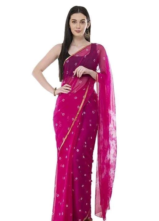 Fashions chiffo  bandhani printed saree with blouse