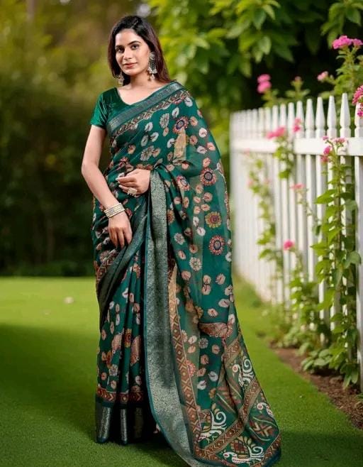 Women fancy linen cotton saree