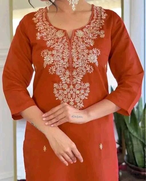 Women fancy cotton kurta set with dupatta