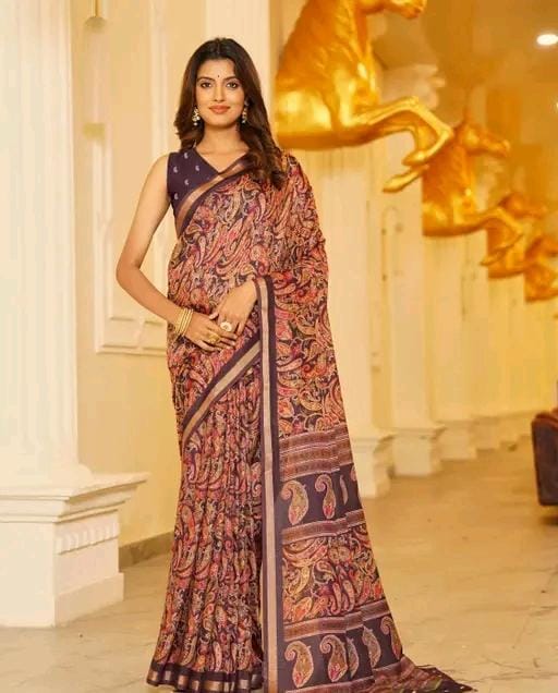 Shirodhari mulmul cotton saree with blouse