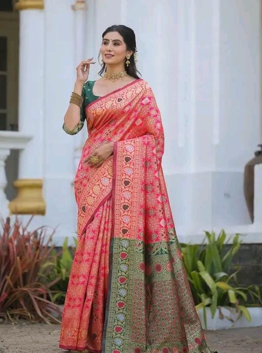 Fancy women cotton silk saree with blouse