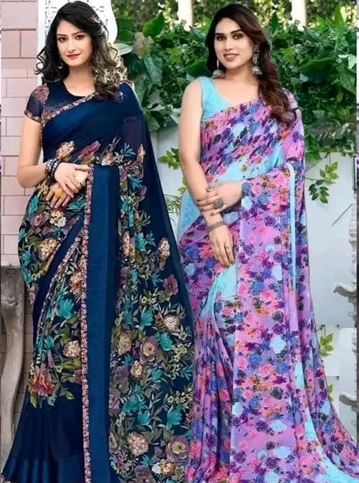 Pack of -2best daily wear georgette printed saree