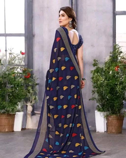 Daily wear georgette saree with blouse (pack of 2)