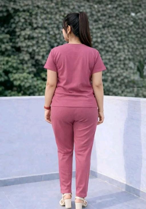 Modern round neck half sleeve co ord set for women