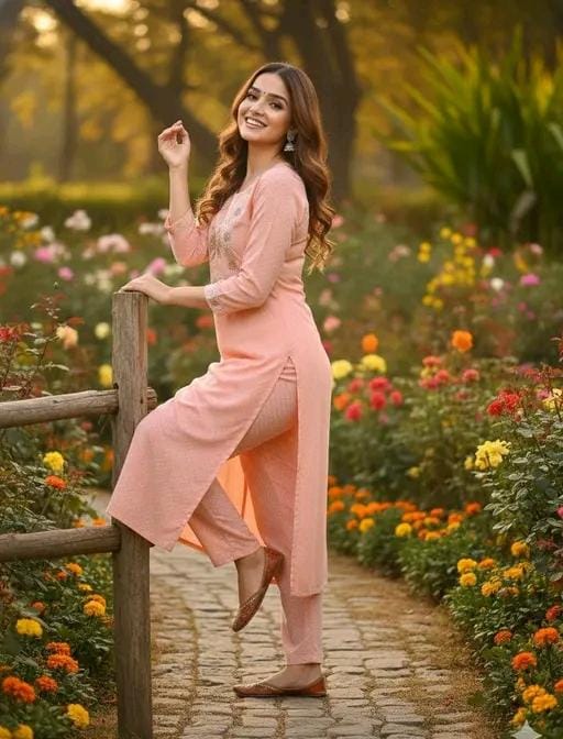 Women fancy orange kurti trouser