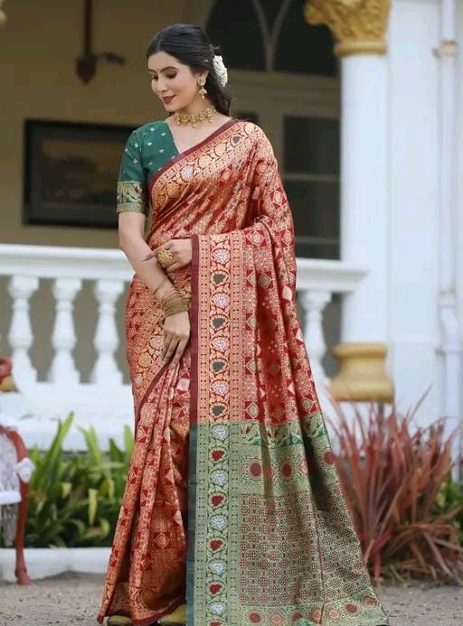 Fancy women cotton silk saree with blouse