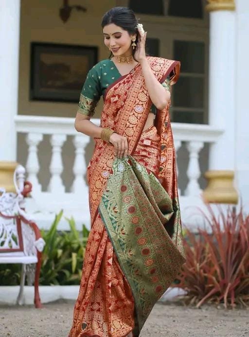Fancy women cotton silk saree with blouse