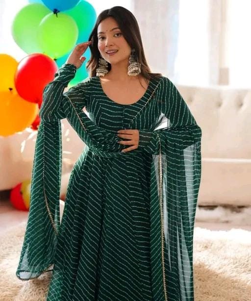 Women fancy georgette akarkali gown with dupatta