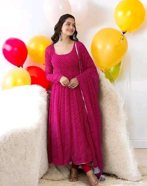 Women fancy georgette akarkali gown with dupatta