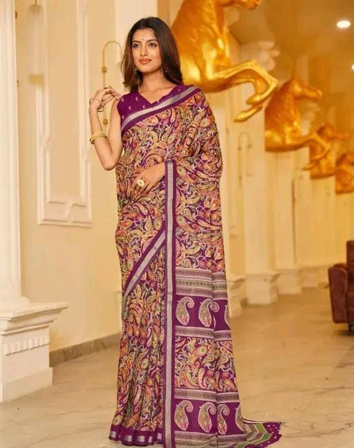 Shirodhari mulmul cotton saree with blouse