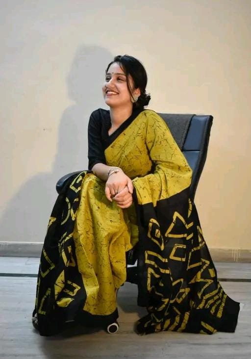 Love fashion latest pure cotton mulmul saree hand block printed mulmul