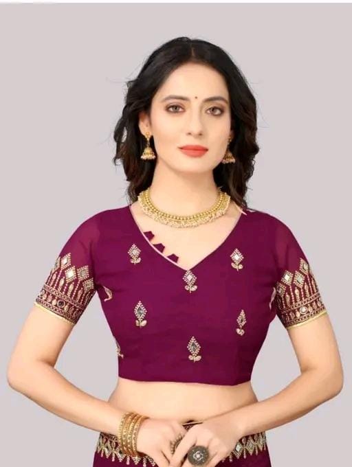 Embroidery mirror saree