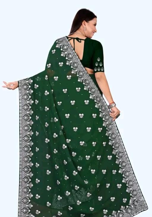 Heavy work fancy saree with full (stone) hardwork saree