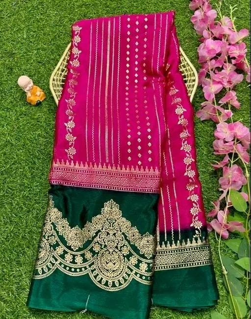 Fancy printed saree with pallu blouse