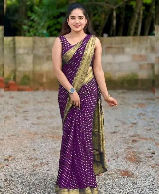 Designer jacquard saree with golden zari blouse