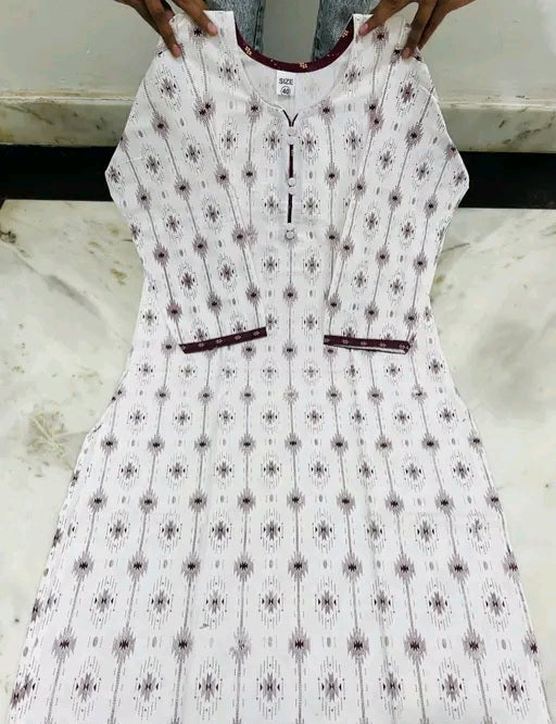 Blue & white priented cotton kurta