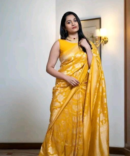Yellow saree for women with i