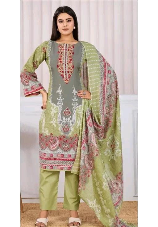 Ranisati's women's cambric suit set digital print kurta with dupatta