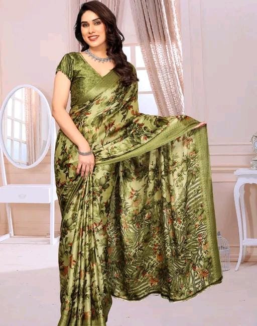 Fany print printed silk saree with blouse