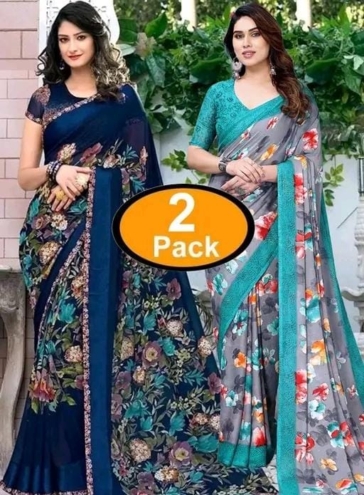 Pack of -2best daily wear georgette printed saree