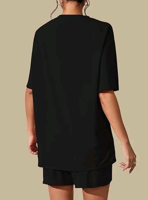Women fancy round neck half sleeve top and shorts