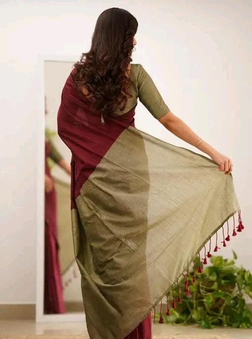 Woven handloom pure cotton saree