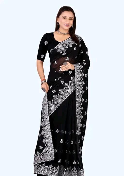 Heavy work fancy saree with full (stone) hardwork saree