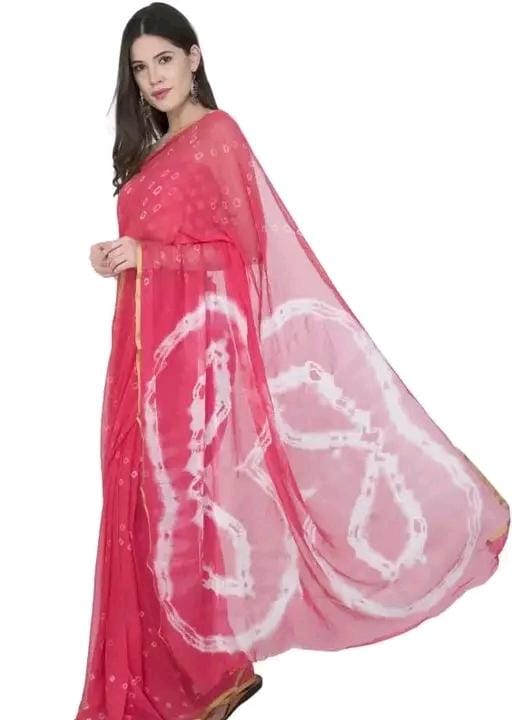 Fashions chiffo  bandhani printed saree with blouse