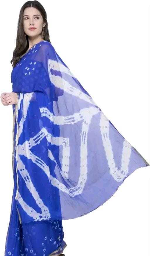 Fashions chiffo  bandhani printed saree with blouse