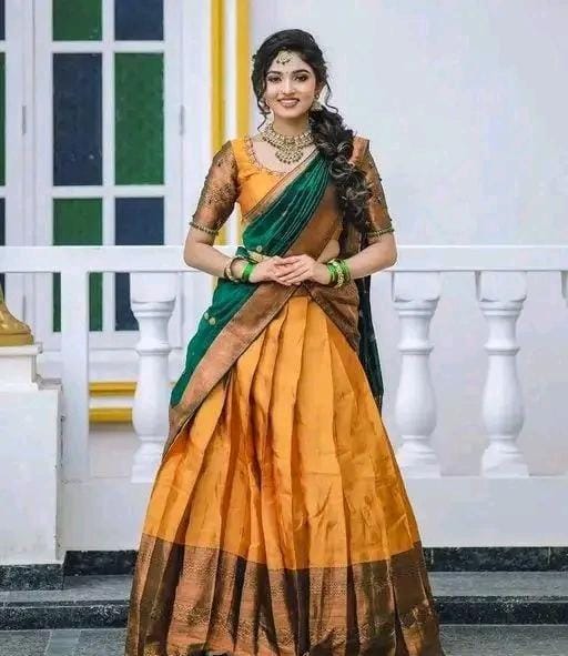 Women jacquard stitched lehenga choli