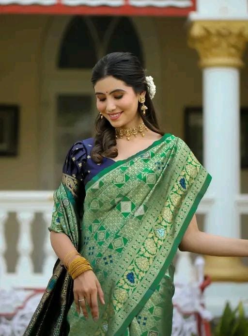 Fancy women cotton silk saree with blouse