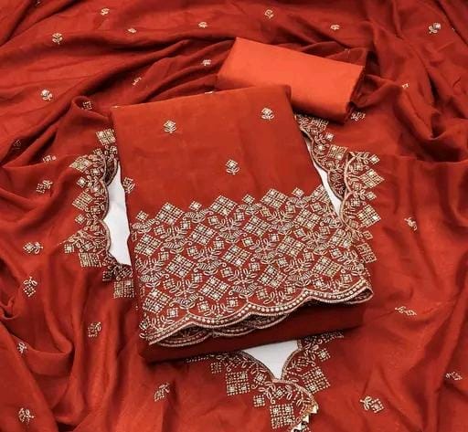 Women's blue vichitra silk dress material