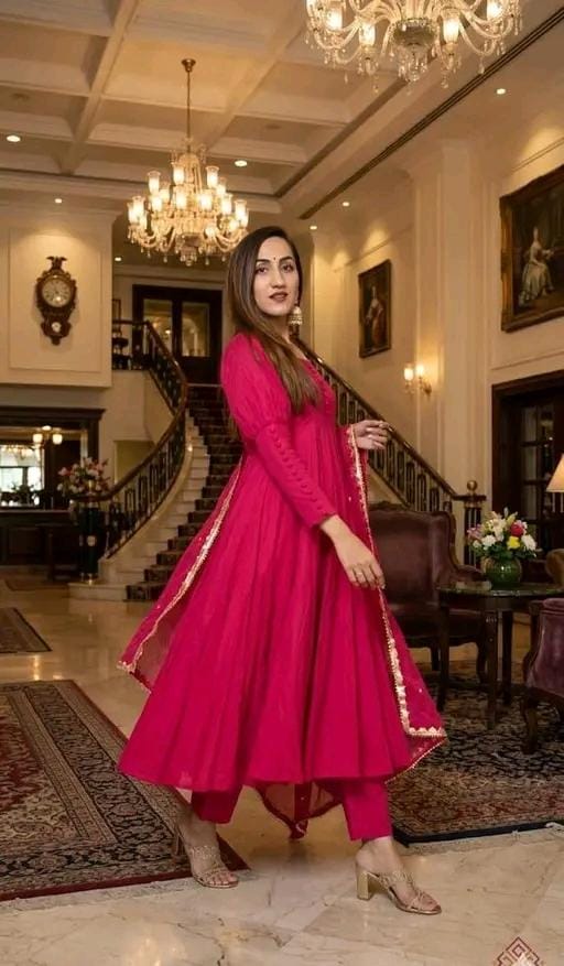 Wedding & party wear pink anarkali dress set