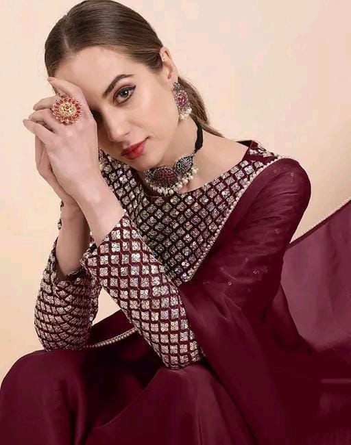 Trendy satin silk fabric saree with embroideryvpattern blouse